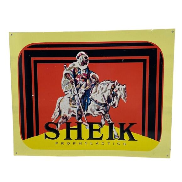 Sheik Advertising Sign Embossed Metal Bathroom Decor - Picture 1 of 7